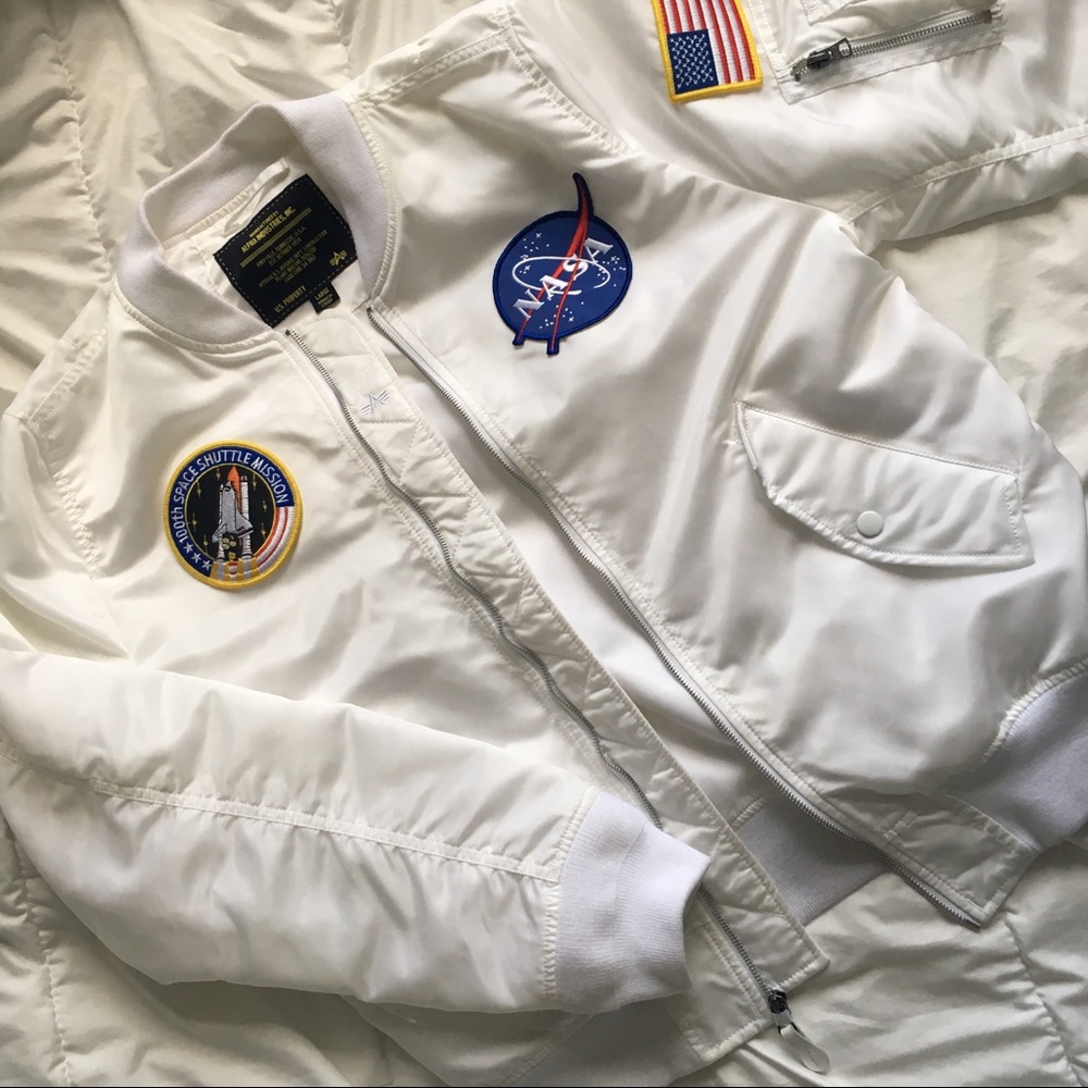 Nasa Oversized White Bomber Jacket